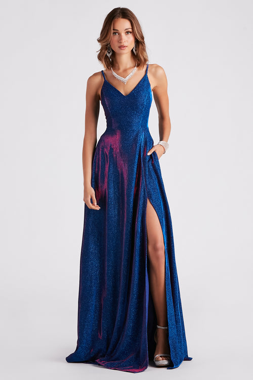 Dark Blue Glitter Formal Gown (Stunning) | Blue party dress, Blue evening  gowns, Blue contrast color